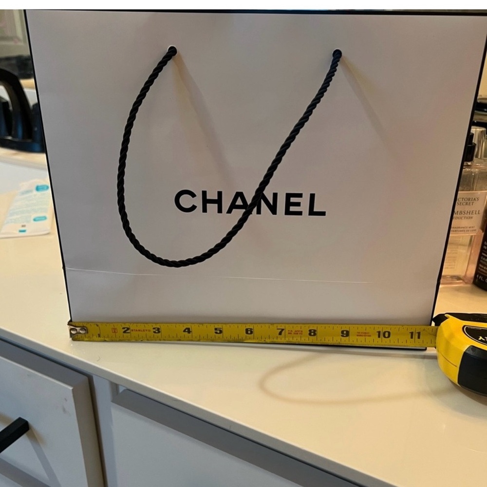 Chanel White and Black Shopping Bag